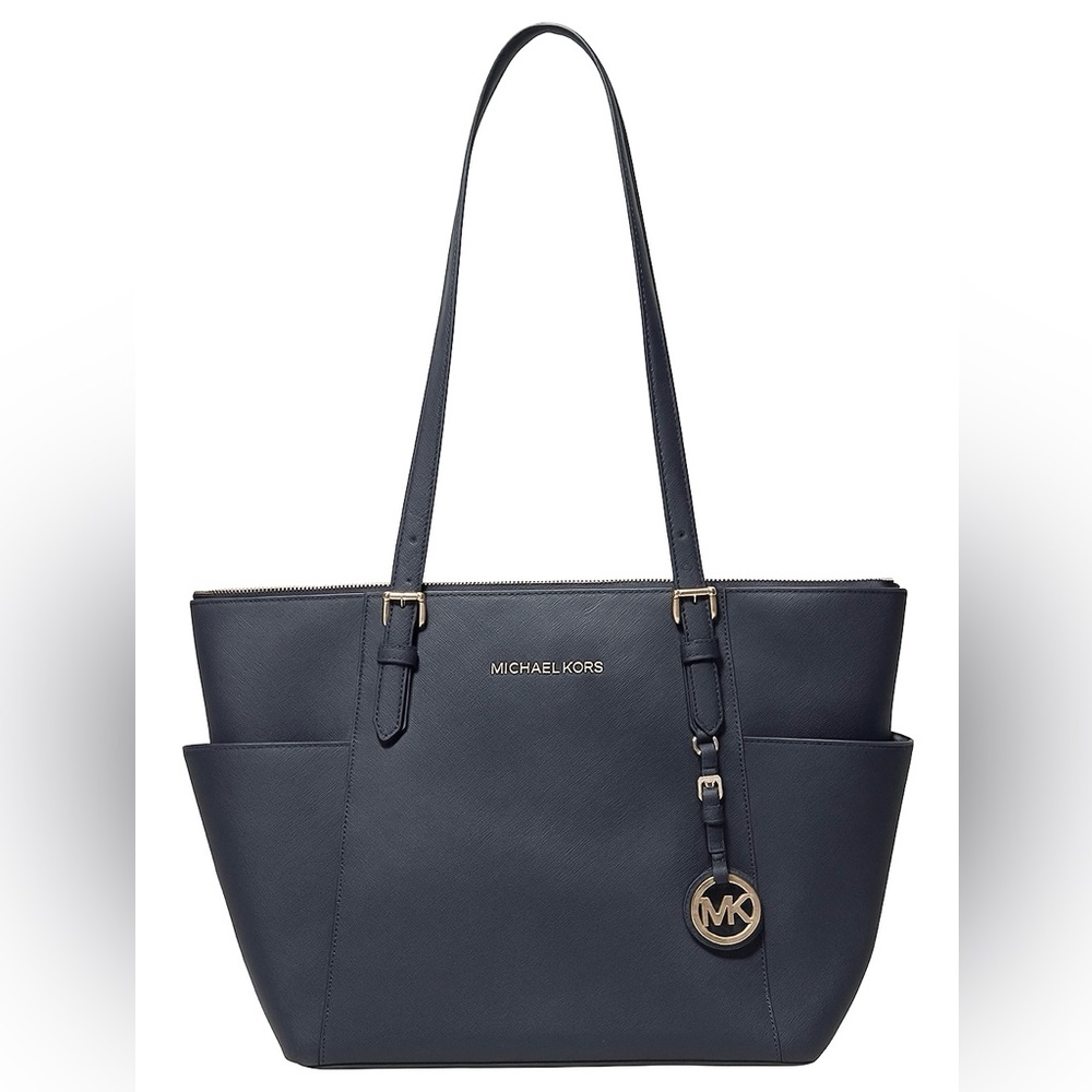 Michael Kors Navy Blue Tote Bag with Adjustable Straps